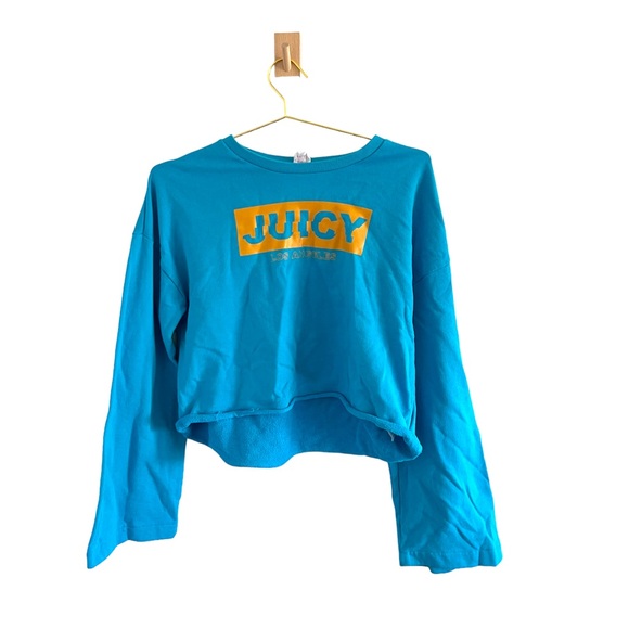 Juicy Couture LA JUICY cropped blue logo sweatshirt size medium - Picture 2 of 5